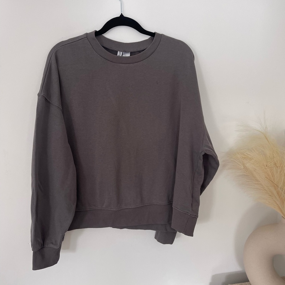 Divided Charcoal Crewneck Top
